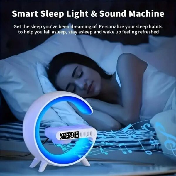 Smart G Lamp Bluetooth Speaker Wireless Charger RGB Alarm Clock Night Light - Image 8