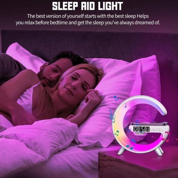 Smart G Lamp Bluetooth Speaker Wireless Charger RGB Alarm Clock Night Light - Image 5