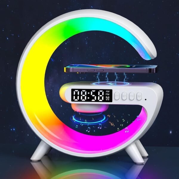 Smart G Lamp Bluetooth Speaker Wireless Charger RGB Alarm Clock Night Light - Image 6
